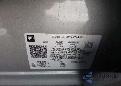 2025 Buick Encore Gx Preferred Fwd из США, поврежденный, VIN KL4AMBSP3SB057860